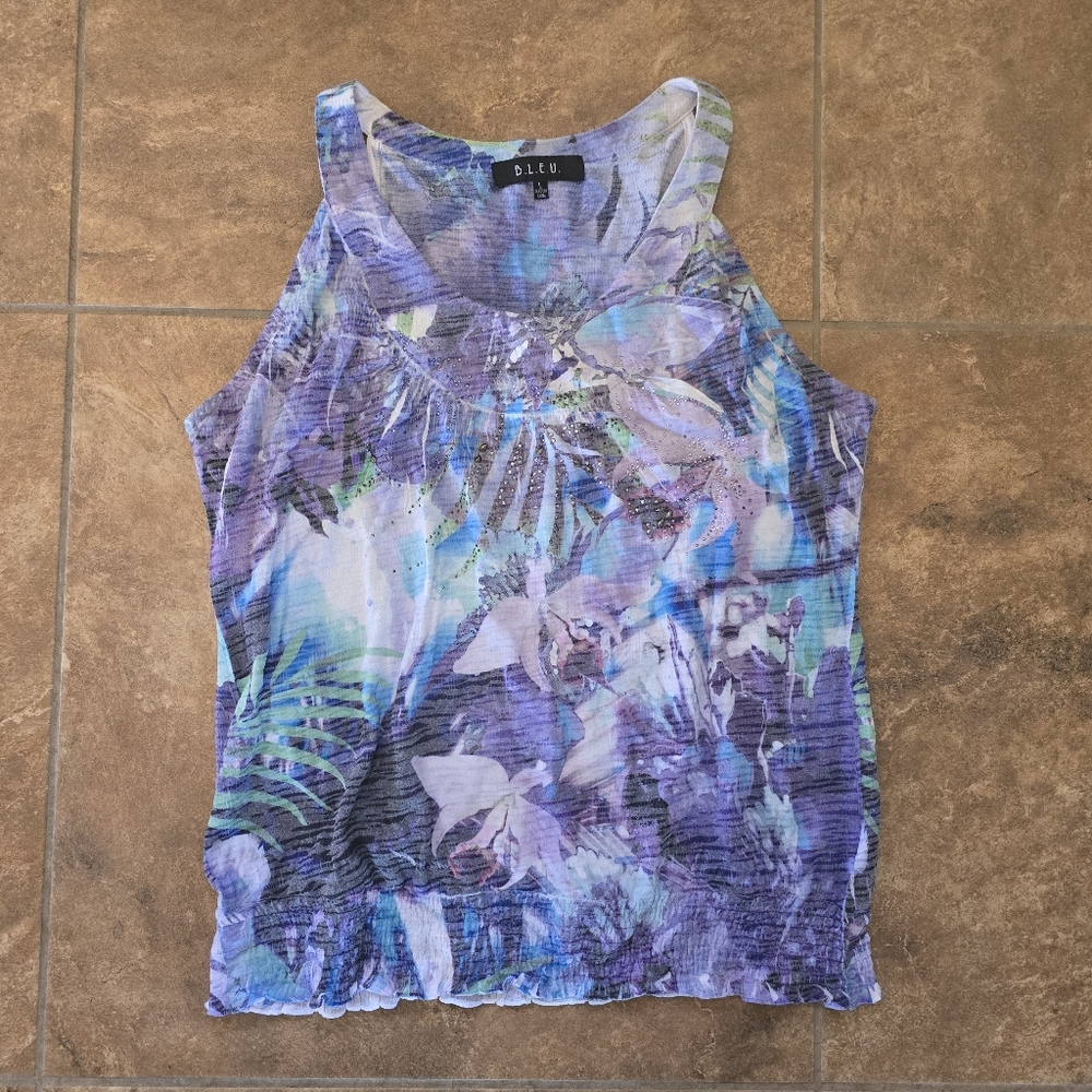 Multicolored Floral B.L.E.U. Smocked Tank